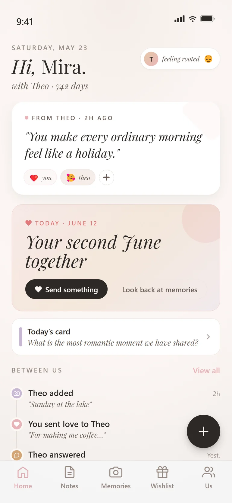 Amorno home screen