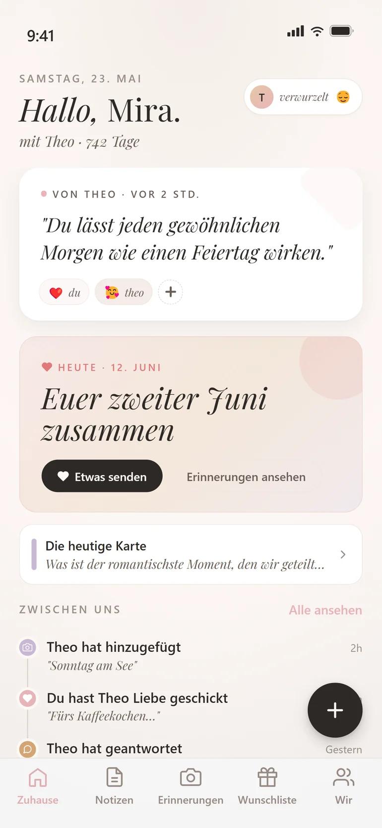 Amorno Startbildschirm