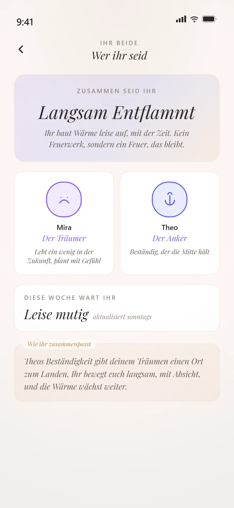 Persönlichkeits-Bildschirm