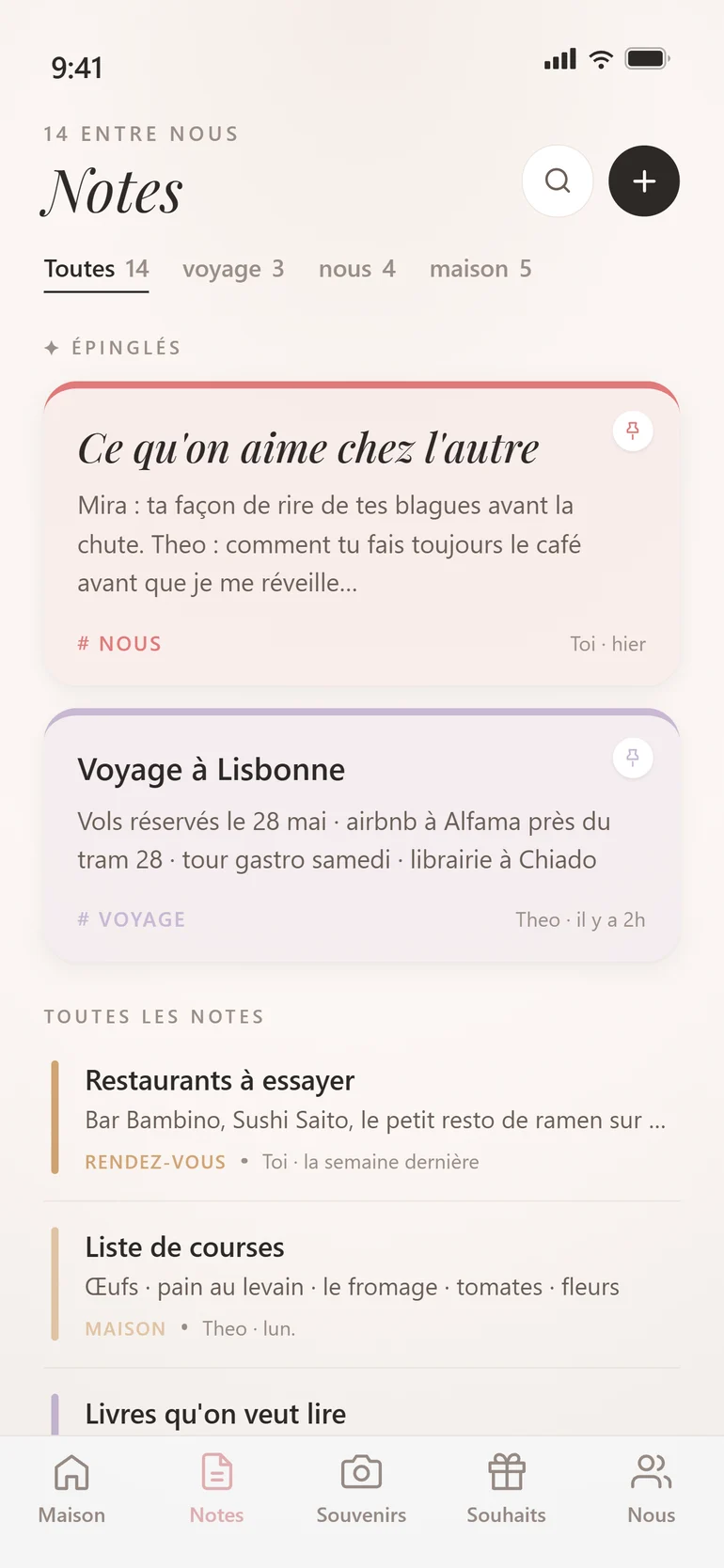 Amorno Notes partagées