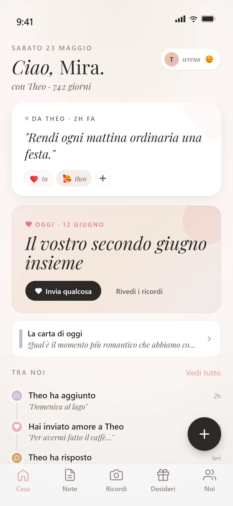 Schermata Home di Amorno