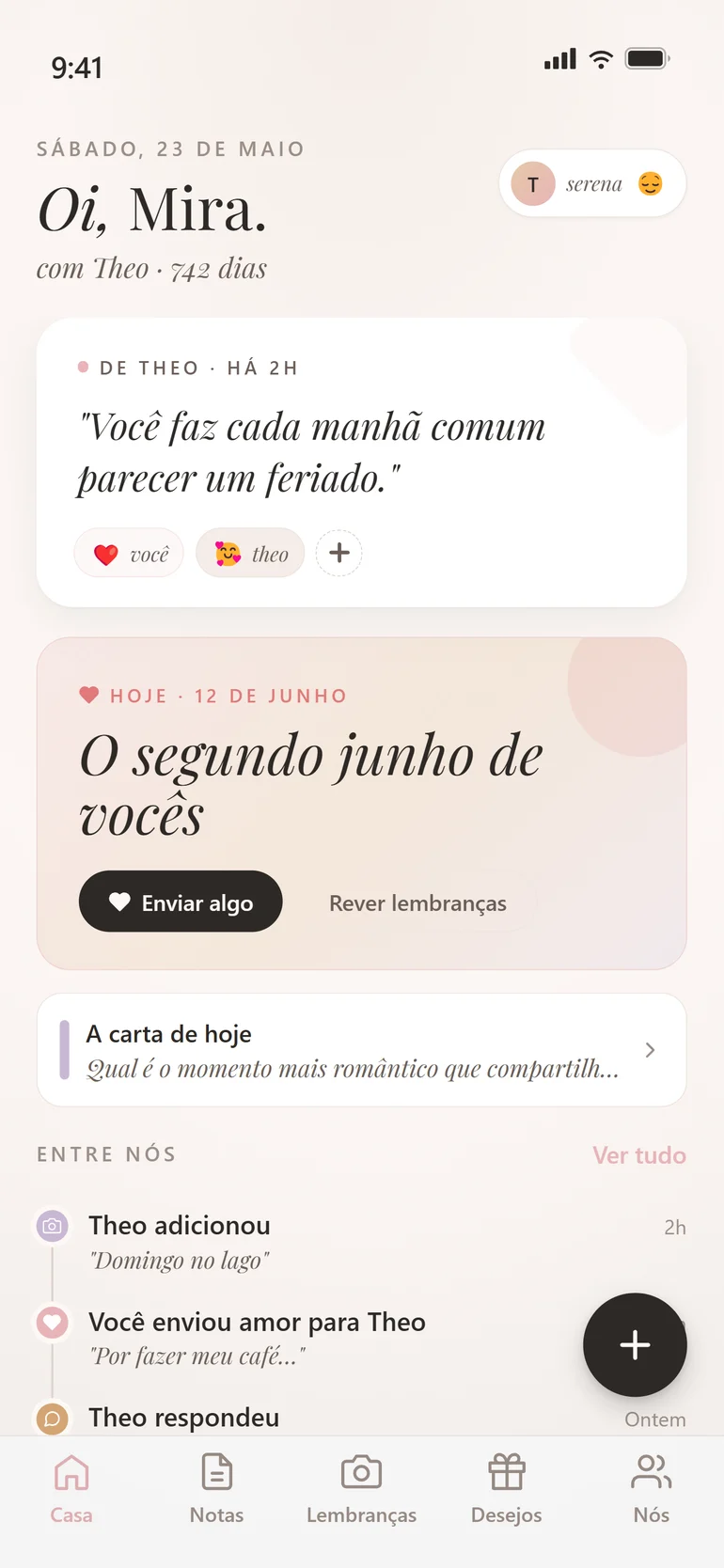 Tela inicial do Amorno