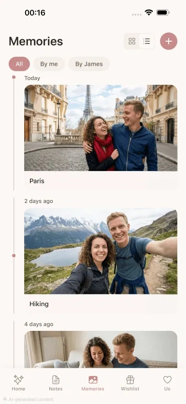 Shared Memories timeline